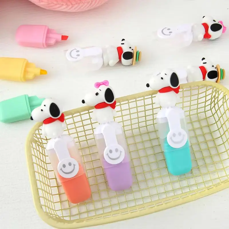 6/30pcs Japanese Kawaii Snoopy Highlighter Cute Mini 6 Color Set Color Marker Student Highlighter Stationery Gift view 2