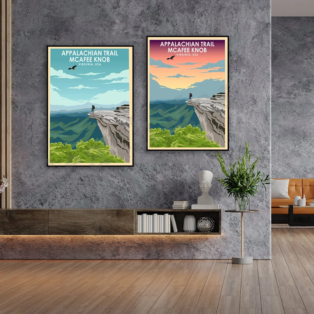 Appalachian Trail Poster, AT Poster, Mcafee-Knob Virgina, Crossing Hiking, Georgia to Maine, Crossing Hiking, Gift for Hikers