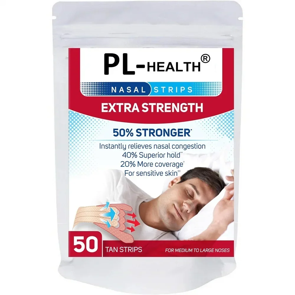 50 Strips Extra Strength Nasal Strips to Improve Sleep, Reduce Snoring, & Relieve Nasal Congestion Due to Colds & Allergies