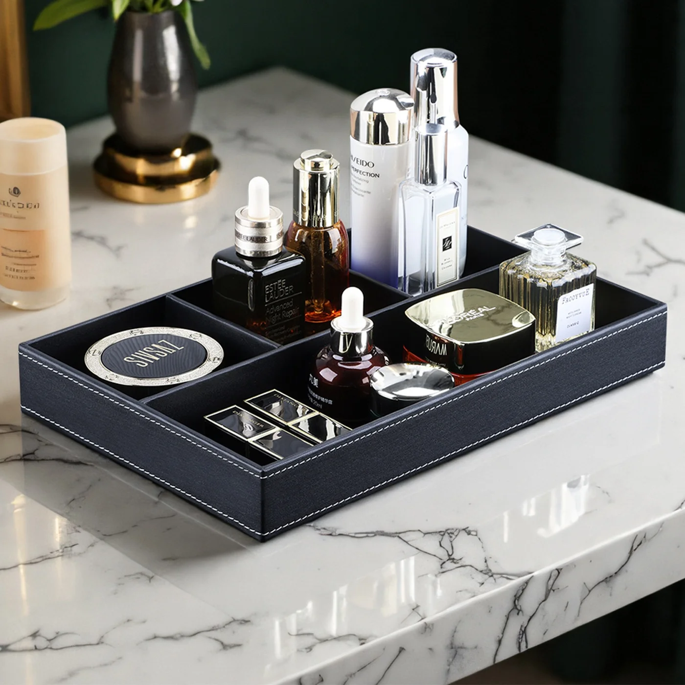 

Luxury Coffee Table Storage Tray Creative Home Cosmetic Jewelry Organizer Tray Elegant Storage Box for Desktop Organization