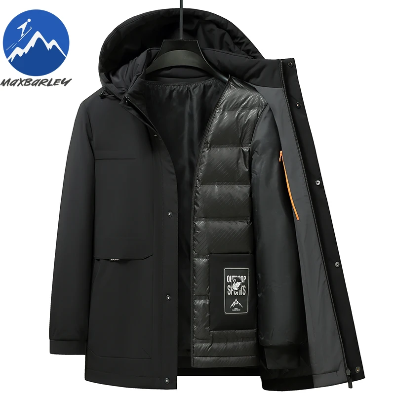 COMXZ 90 White Duck Down Jacket Men Winter 2025 Classic Thick Warm Down Jacket Brand Luxury Detachable Liner Puffer Coat Parka