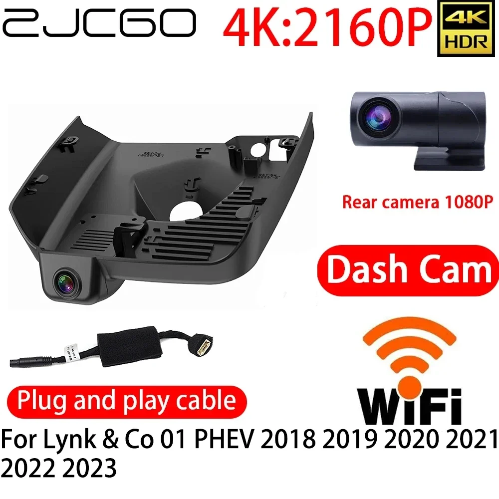 

ZJCGO 4K DVR Dash Cam Wifi Front Rear Camera 24h Monitor For Lynk & Co 01 PHEV 2018 2019 2020 2021 2022 2023