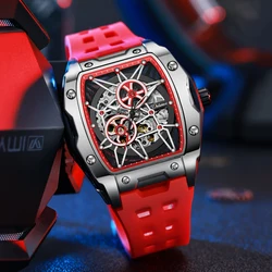 Mens Watches Brand Luxury Rubber Strap Waterproof Sport Skeleton Automatic Mechanical Military Watch Men Clock Relogio Masculino