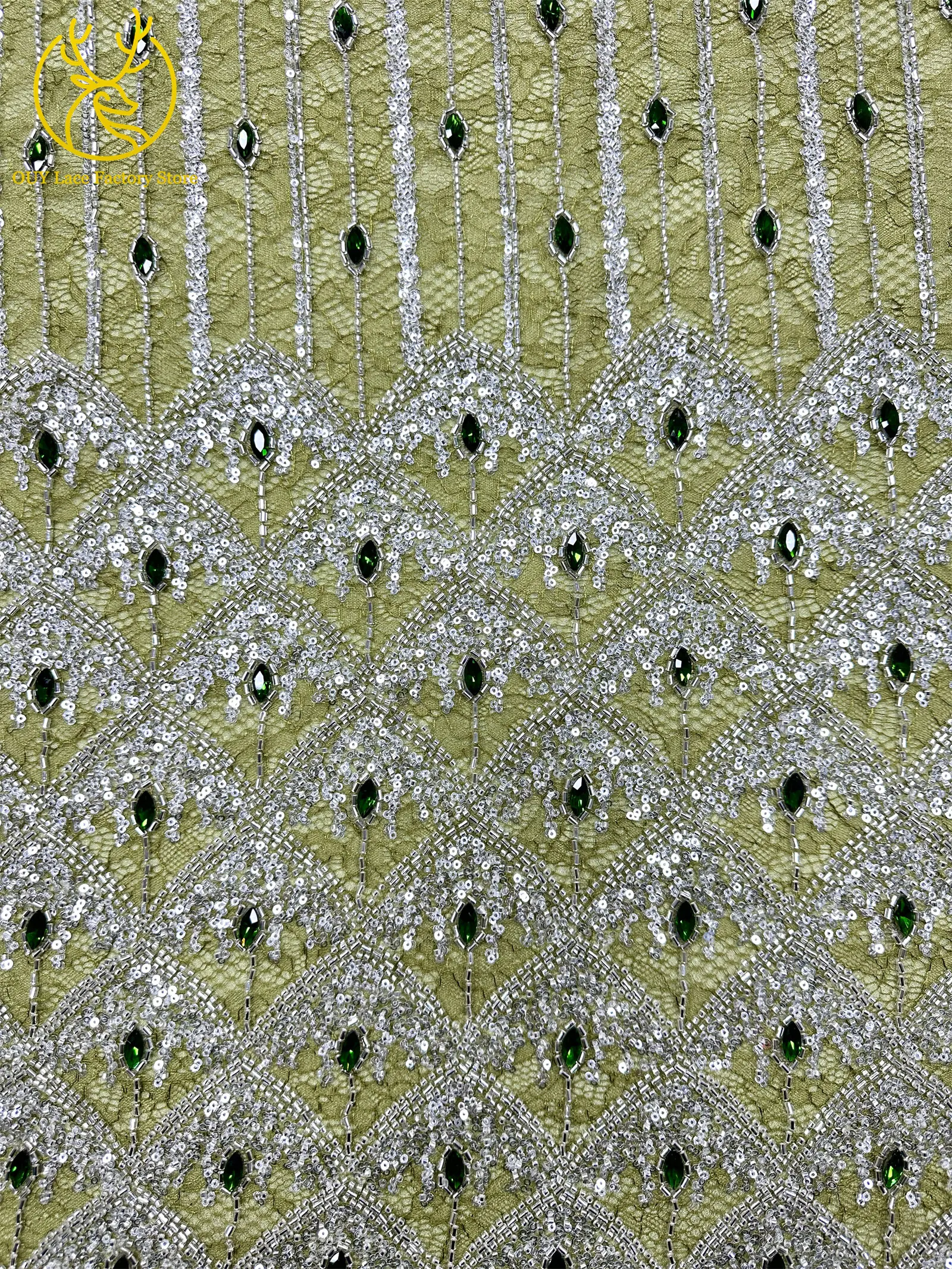 Hochwertiger Österreichischer Diamant-Stein-Spitzenstoff 2026 Afrikanischer Perlen-Pailletten-Spitzenstoff Nigerianische Spitze für Brautkleider und Hochzeitskleider – Detail 8