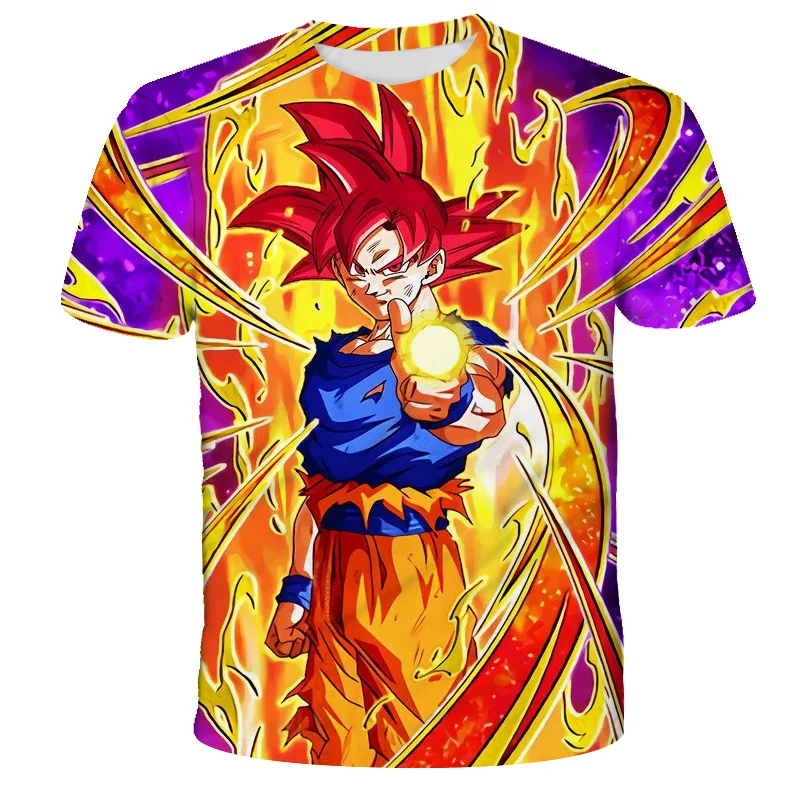 2024 Summer Dragon Ball Z Boys\' T-shirt 3D Goku Print Men\'s Harajuku Fashion Short Sleeve Casual Top