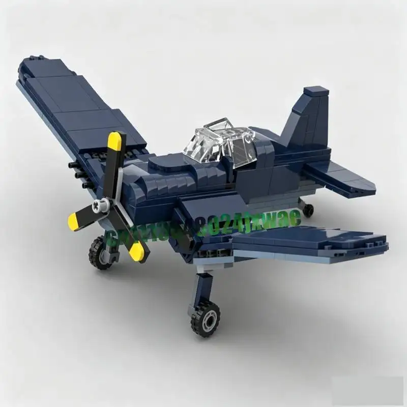NEW 338Parts Vintage Inverted Wing Fighter Jet Moc Model Custom Puzzle Diy Creative Assembly Building Blocks Toy Popular Gifts