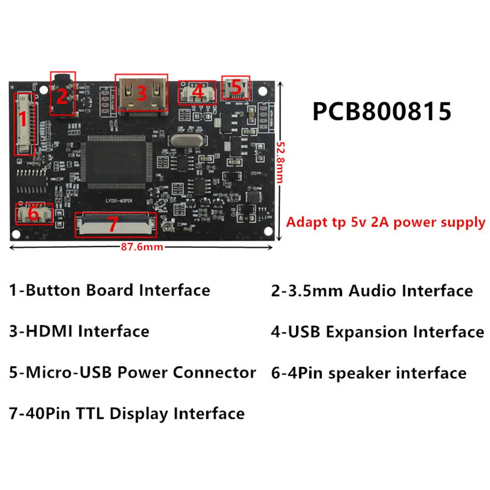 Universal 40Pin TTL HJ070NA-13A EJ070NA-01J ZJ080NA-08A LCD Display Screen Driver Control Board DIY Portable Monitor Kit