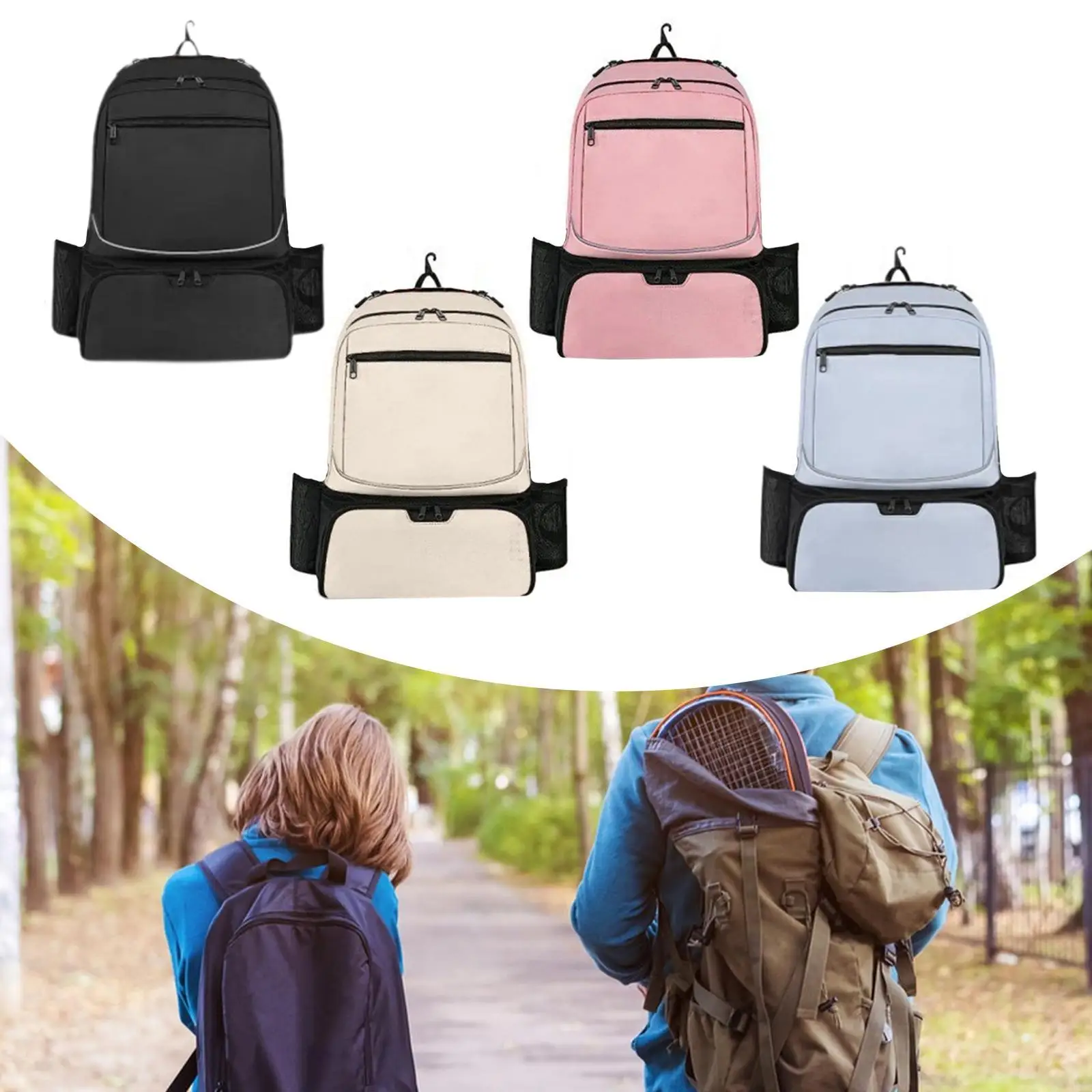 Tennis Backpack Racket Bag for Adults Outdoor Sport Backpack Zipper Closure with Shoe Compartment Knapsack Pickleball Bag