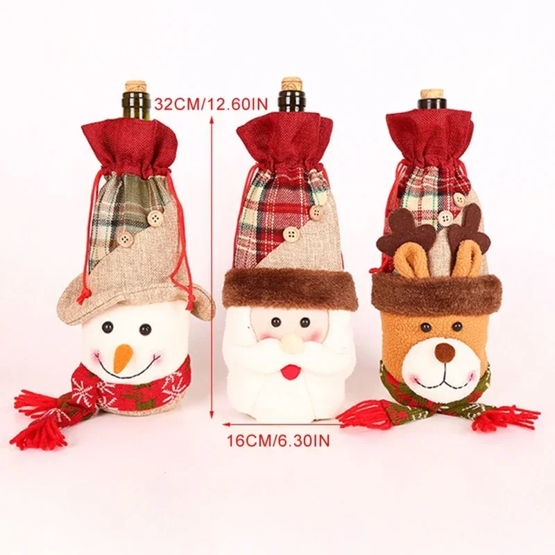 Christmas Wine Bottle Covers Bag Merry Christmas Decorations For Home Snowman Santa Claus Champagne Bottle Cover Xmas Gift