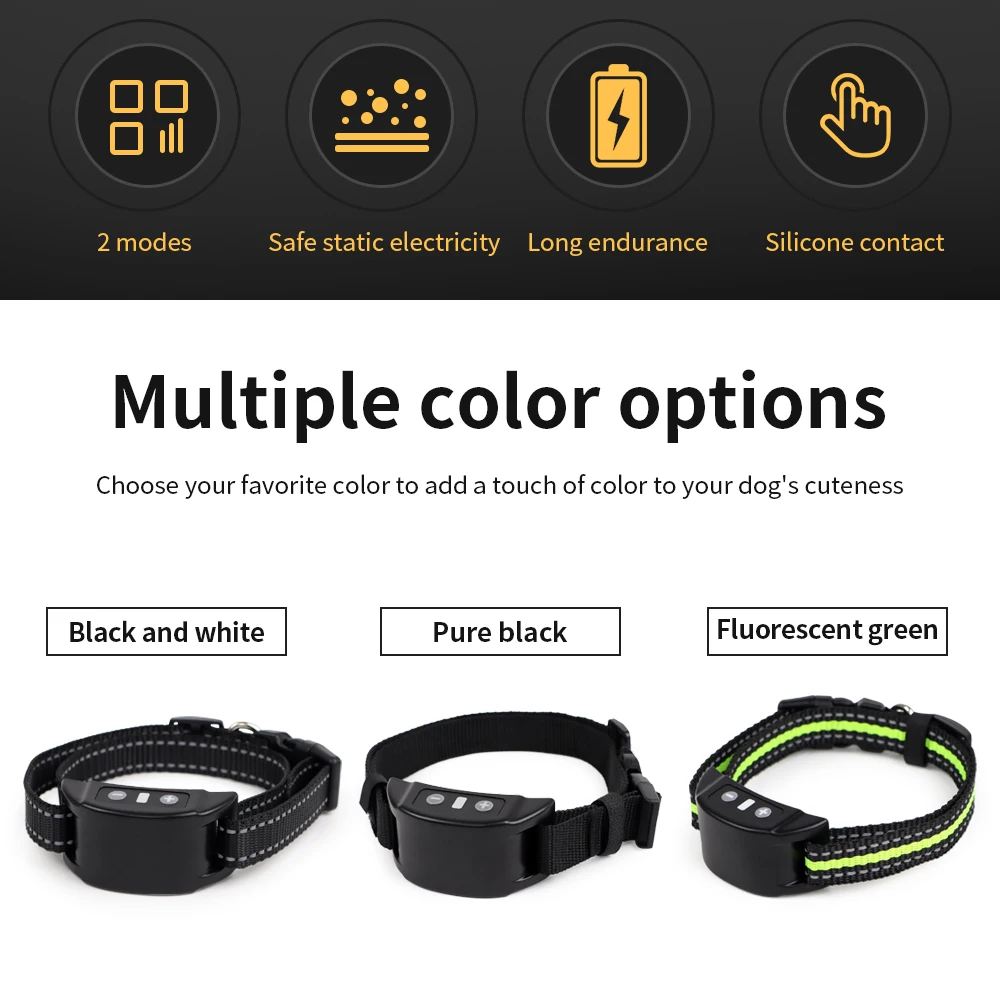 Dog Auto Anti-Bark Collar USB Rechargeable Training Collars Safety Static Shock Humane Electric Anti Bark Collars Pet Supplies