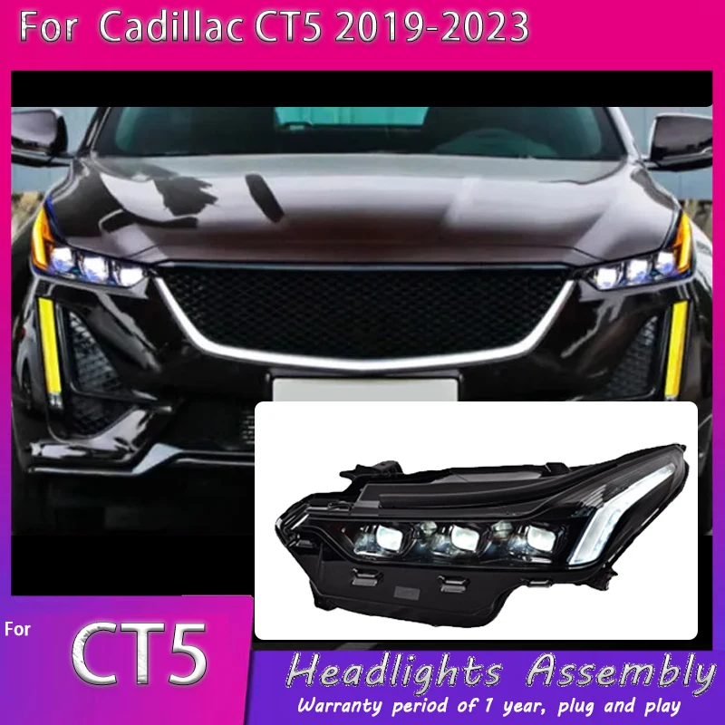 

Автомобильные аксессуары для Cadillac 2019-2023 CT5, новейший передний фонарь DRL, указатель поворота, динамический полный светодиодный объектив, авто