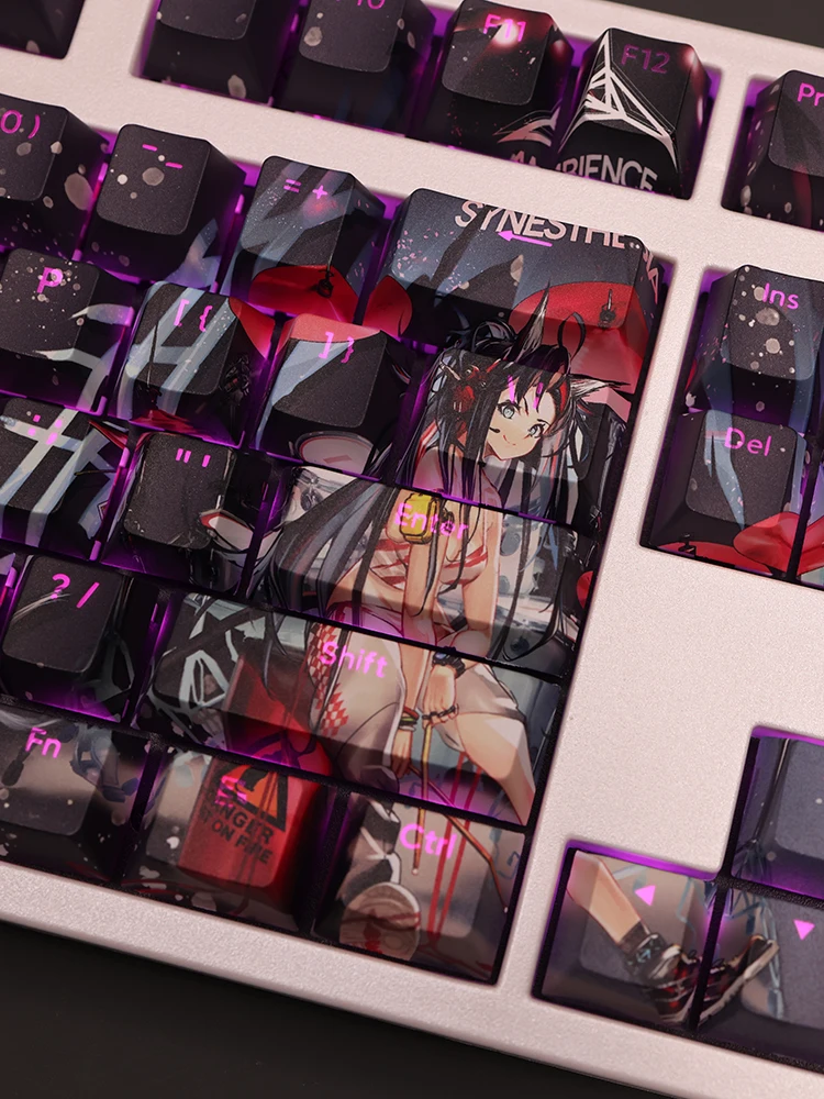 108 Keys/Set Arknights Blaze PBT Keycaps Anime Games Beauty Girl Key caps Cherry Height for DIY Mechanical Gaming Keyboards 64