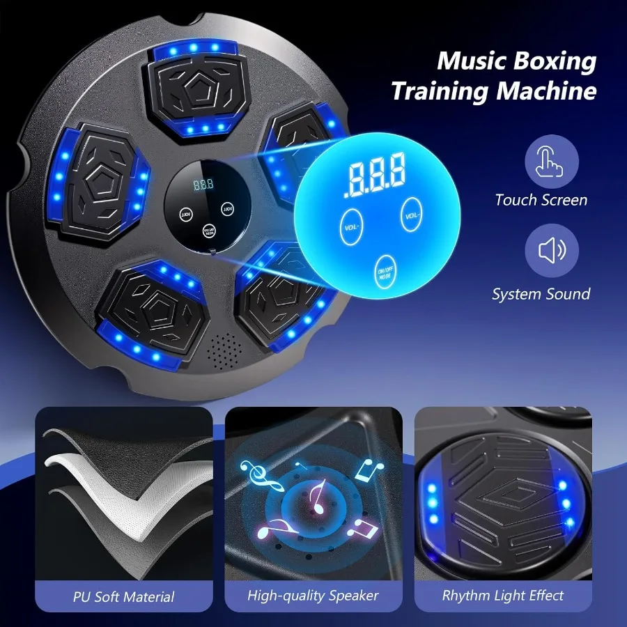 Interactive Music Boxing Machine Workout Equipment with Integrated Boxing Gloves Bluetooth Smart Punching Arcade Machine for Ho