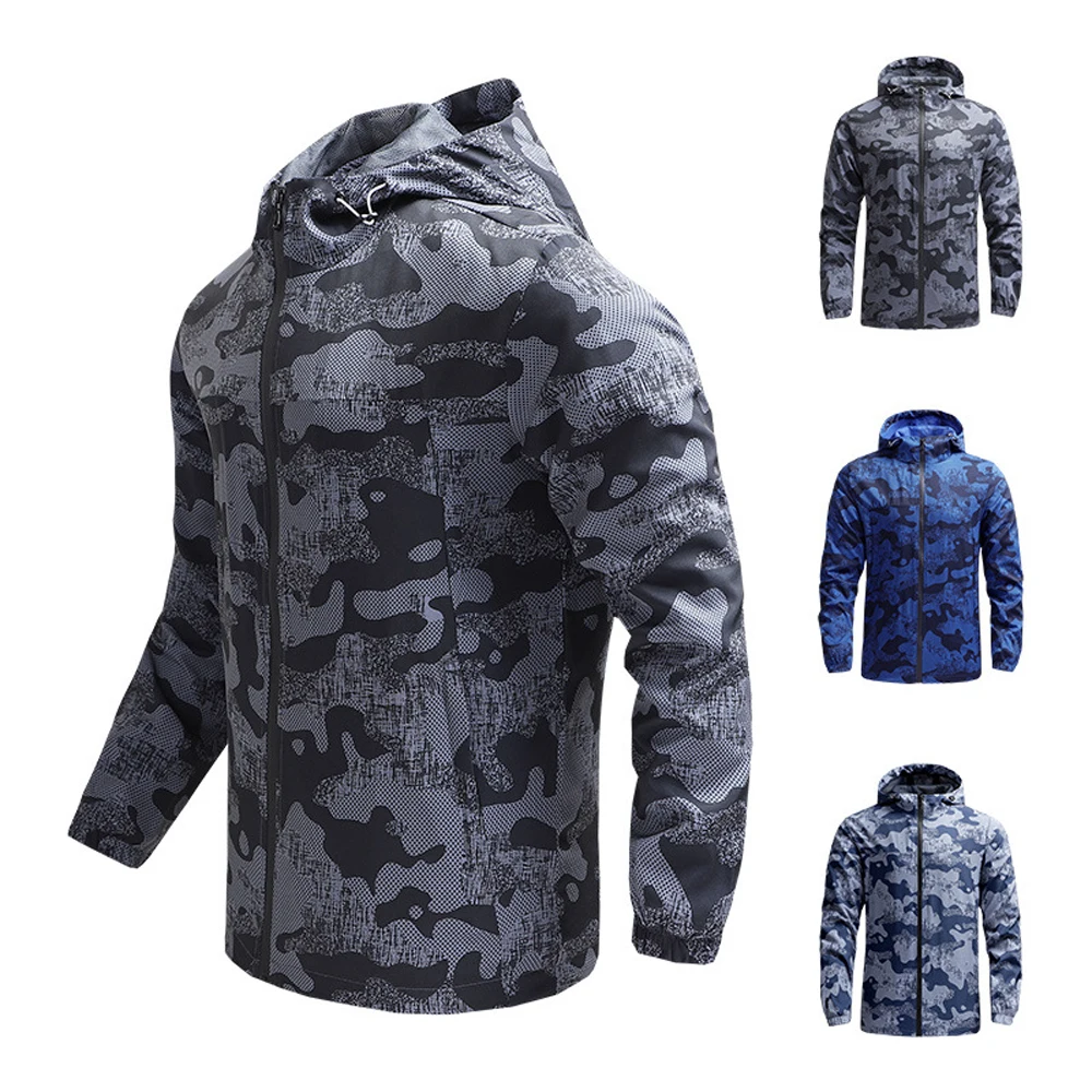 Spring Men's Mountain Hiking Jackets Outdoor Quick Dry Men Camo Sports Windbreaker Hooded Coats Mans Windproof Zipper Jackets
