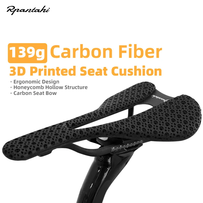 Rpantahi Bicycle Saddle Ultra Light Back Seat Mat 3D Printed Carbon Fiber Comfortable Riding Seat Cushion Road MTB