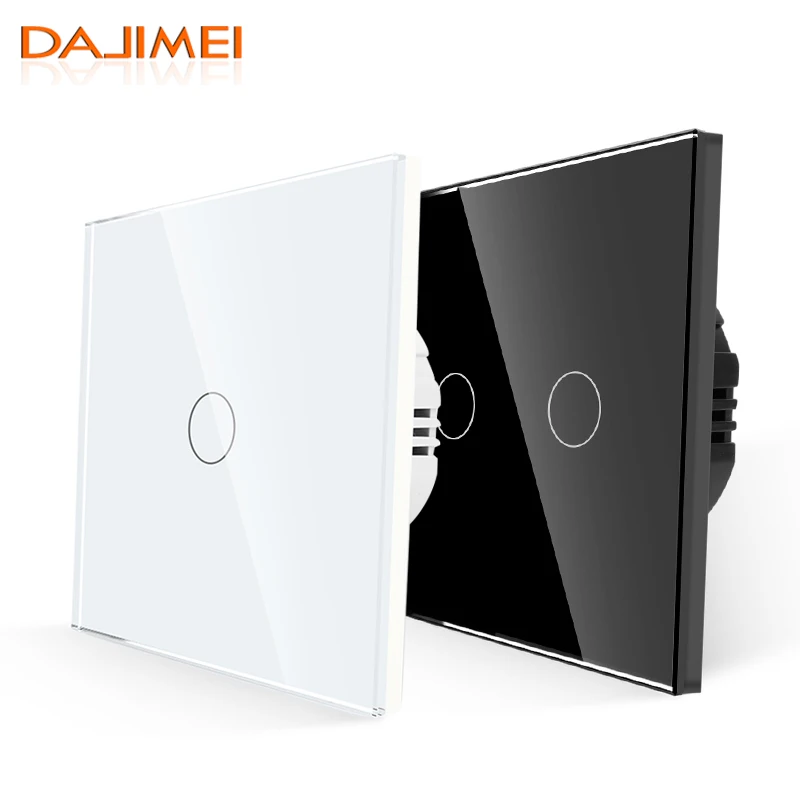 DAJIMEI Wall Touch Switch 220V EU Standard Tempered Crystal Glass Panel Power 1/2/3 Gang 1 Way Light Sensor Switches