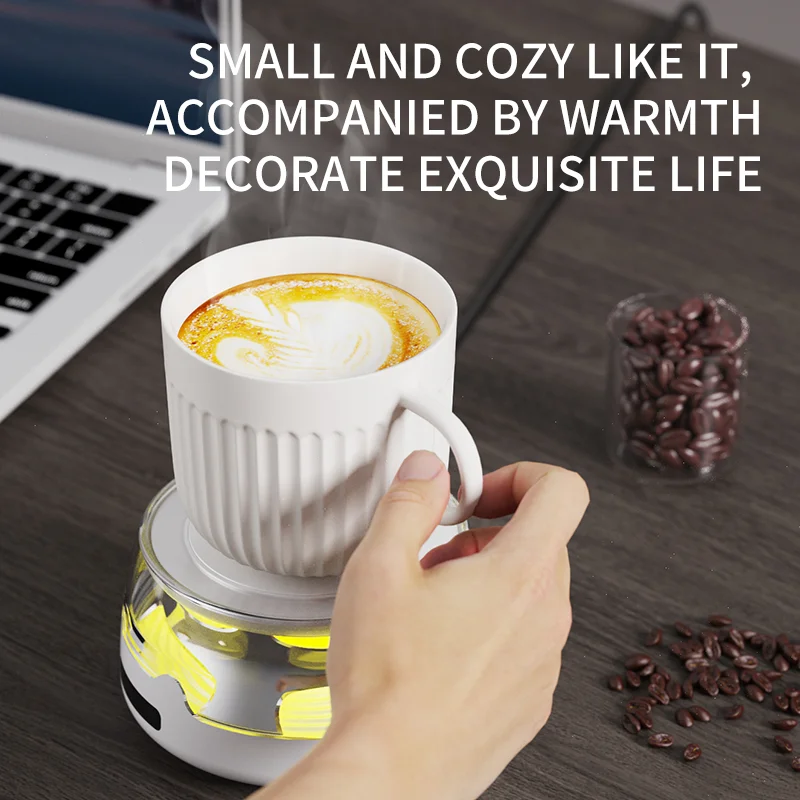 Cup Heater, Coffee Mug Warmer with Colour‑Changing  Light, Electric Heating Coaster Hot Plate for Home Office Desk, for Coffee, image 4