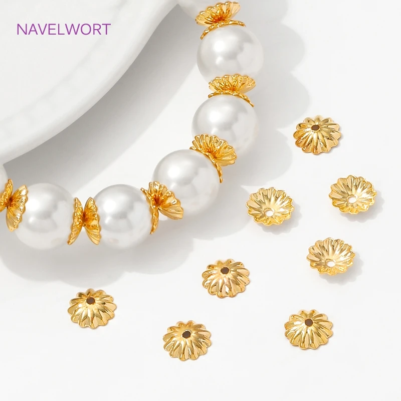50/100Pcs 18K Gold Plated 6mm Spacer Bead Caps Brass Flower Bead Caps For Jewelry Making,Caps For Beads,Supplies For Jewelry