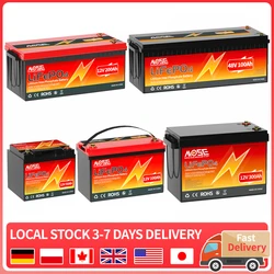 LiFePO4 Battery 12V 24V 36V 48V Lithium Iron Phosphate 100Ah 200Ah 300Ah Rechargeable Batteries Built in BMS Bateria for Campers