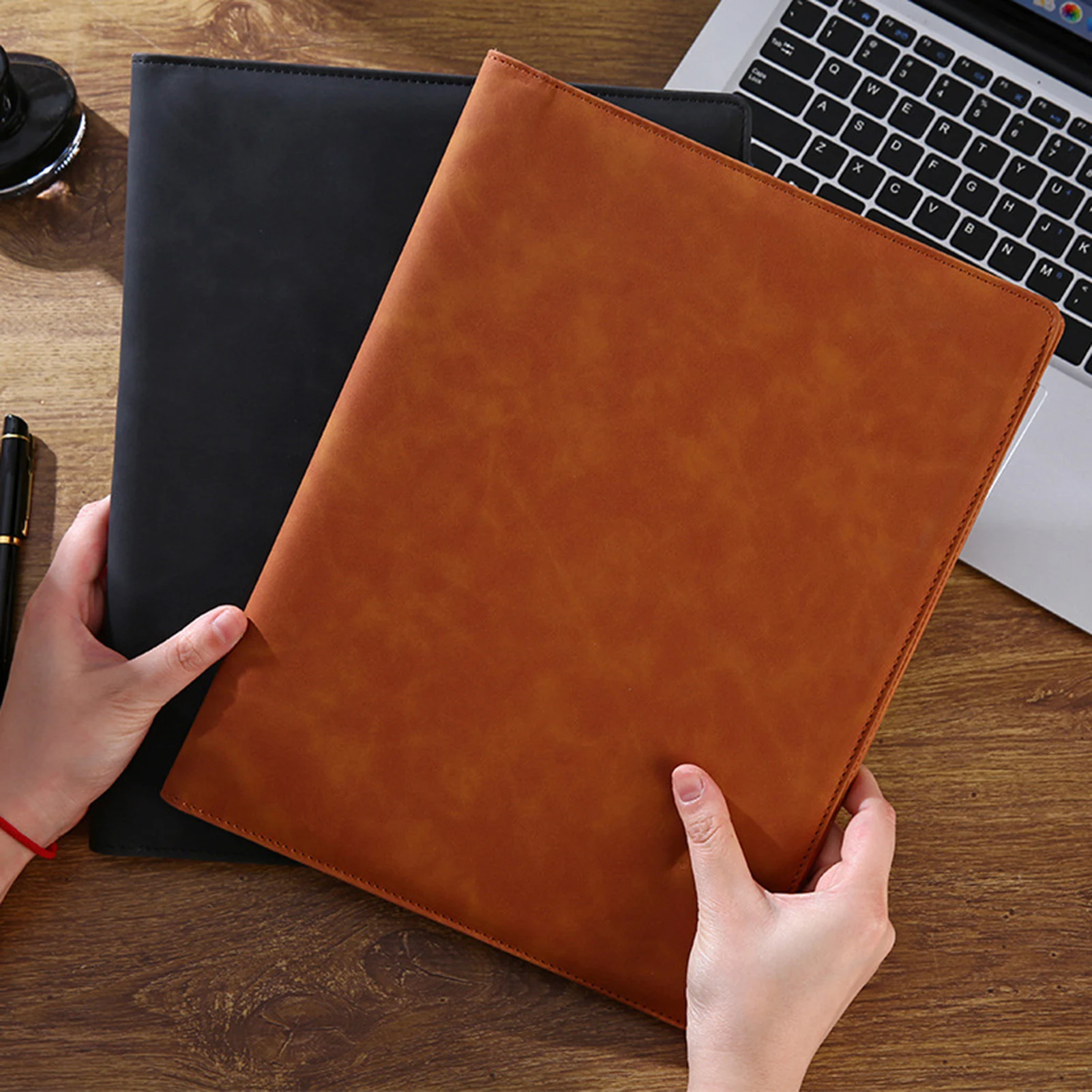 Vintage A4 Multi-Function File Folder, Document Organizer Bag for Office, Empty PU File Folder Business Travel Storage Pouch