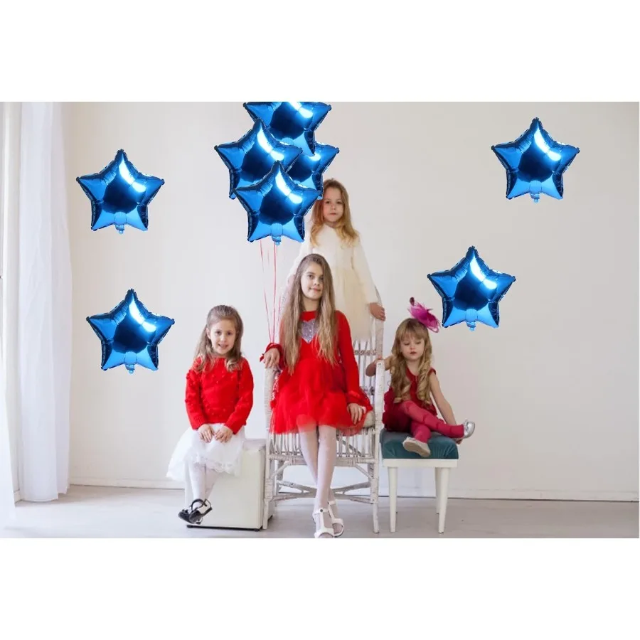 10 قطعة شكل نجمة احباط مايلر بالون مملّع بالهليوم 18 "بالون حفلة عيد ميلاد الديكور احباط بالونات الزفاف استحمام الطفل ديكور الأزرق