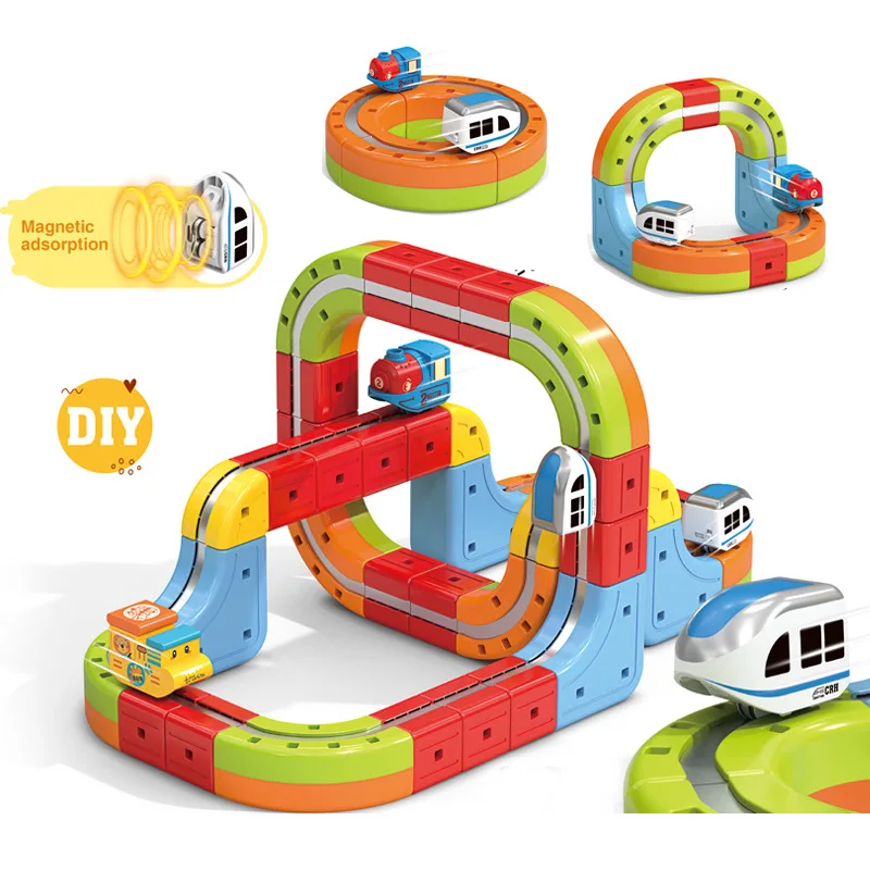 2026 NEW Electric Magnetic Track Set with Anti-Gravity Vehicles 100+ Piece STEM Building Toy Creative DIY Railway Model Gifts