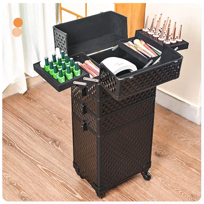 Imagem -04 - Grande Capacidade Maquiagem Trolley Case Manicure Cabeleireiro Toolbox Professional Multi-camadas Manicure Tool Box Cosmetic Storage