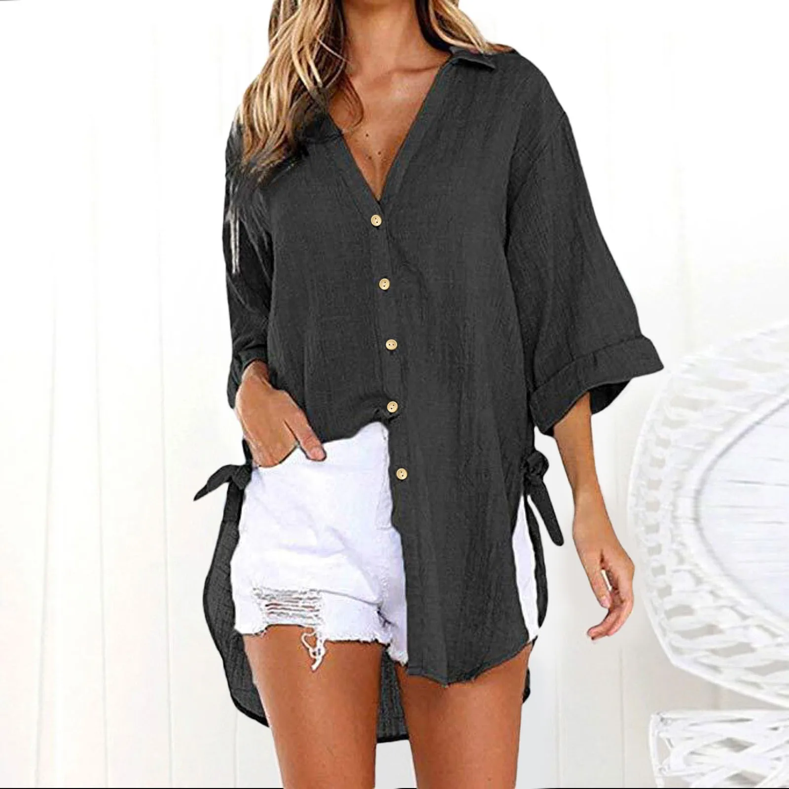 Casual Long Sleeve Loose Shirts Women Fashion Cotton Linen Blouses Tops Vintage Streetwear Oversized 5XL Button Tunic Top Tee