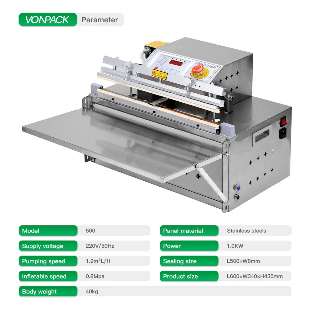 500ES آلة ختم الطعام عالية الكفاءة آلة تعبئة الفراغ الخارجية مع إدراج غاز النيتروجين #3