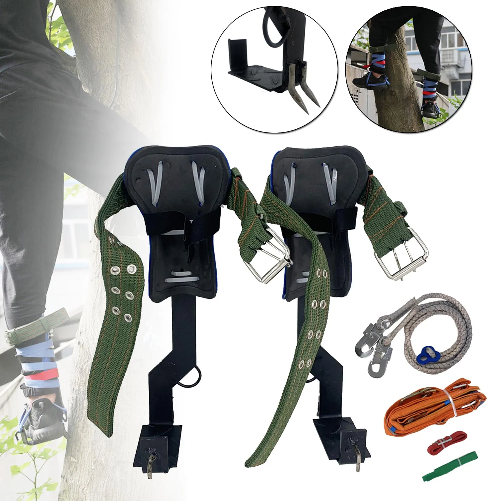 Pohon memanjat paku memanjat Set alat keselamatan tali dapat diatur sabuk penyelamatan Climber Arborist aiser alat memuat 100kg