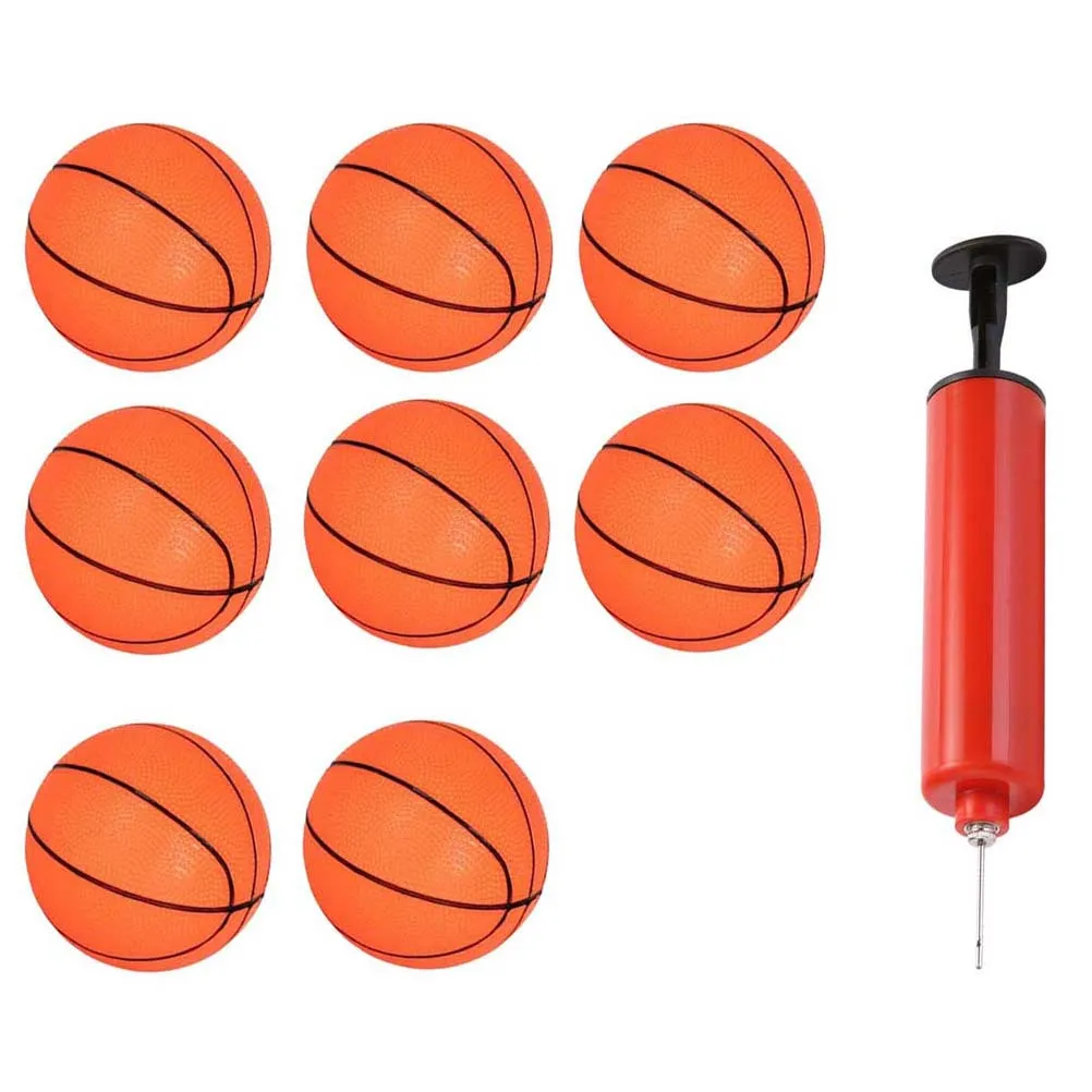 9-teiliges aufblasbares Basketball-Set, 10,2 cm, Mini-Hüpf-PVC-Ball für Kinder, Outdoor, Indoor, Spielen mit Pumpe, langlebiges Geschenk, Sportspiel