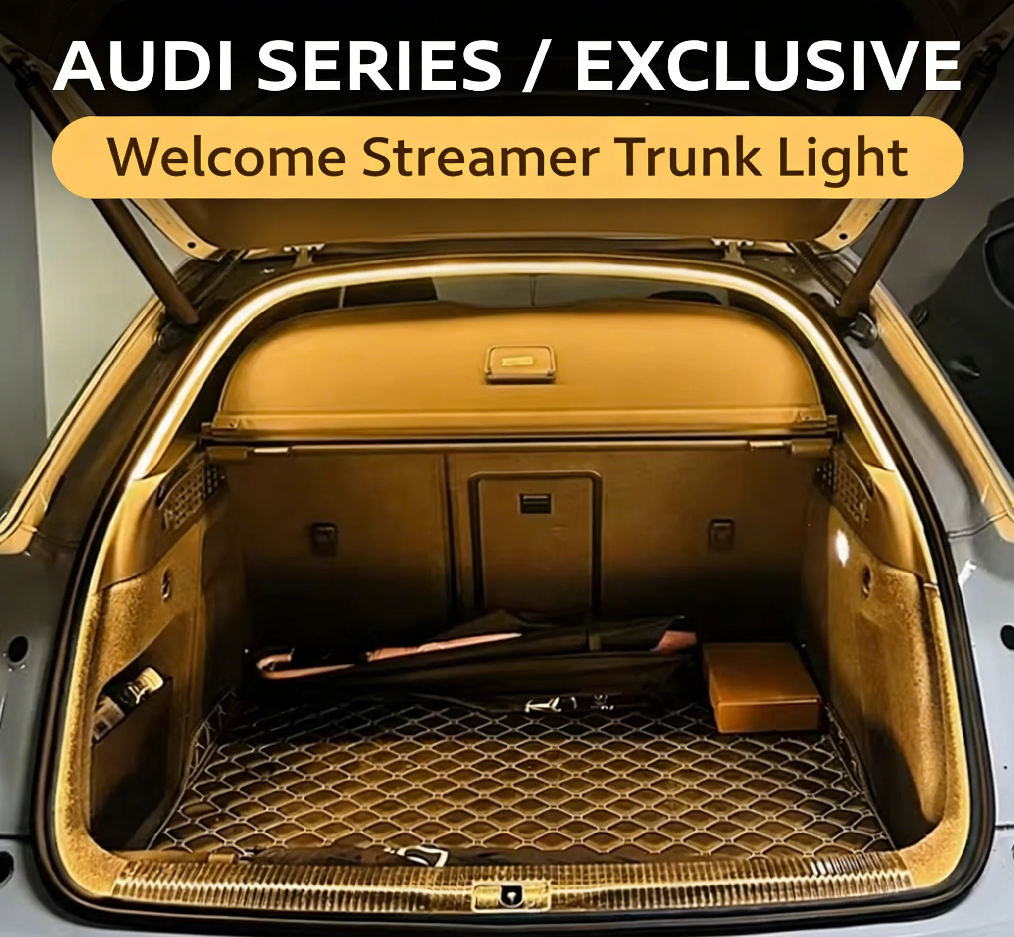 

For Audi A4 A6 Q3 Q5 Q7 etc. Rear Trunk LED Light Bar White Warm White Car Trunk Modified Atmosphere Lamp Non-Destructive Plug &