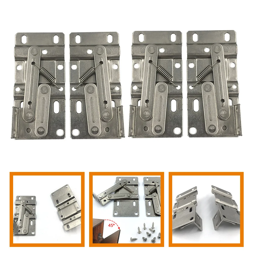 

4pcs 45 Degree Spring Hinge Thickened Plate For Tip Out Tray Cabinet Door Kitchen Sink Base Pivot Hinge Hardware Cabinet Hinges