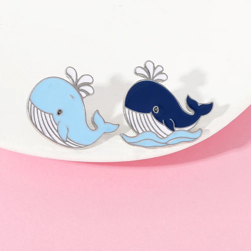 Cartoon Chubby Whale Enamel Br - Embroidery Whale ulasan dan harga