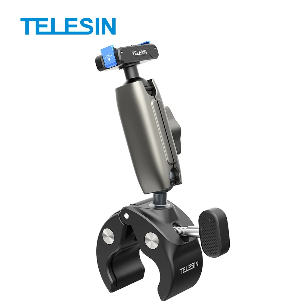 

TELESIN Quick-Release Rotatable Handlebar Clamp Motorcycle Accessory for DJI OSMO Action 5 pro 4 3 with Rotation Ball Head Mount