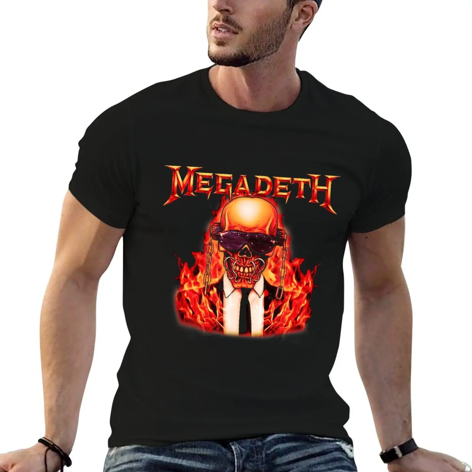 

Mega Death Vic Red Flames T-Shirt t shirt for man t shirt man casual T-Shirt