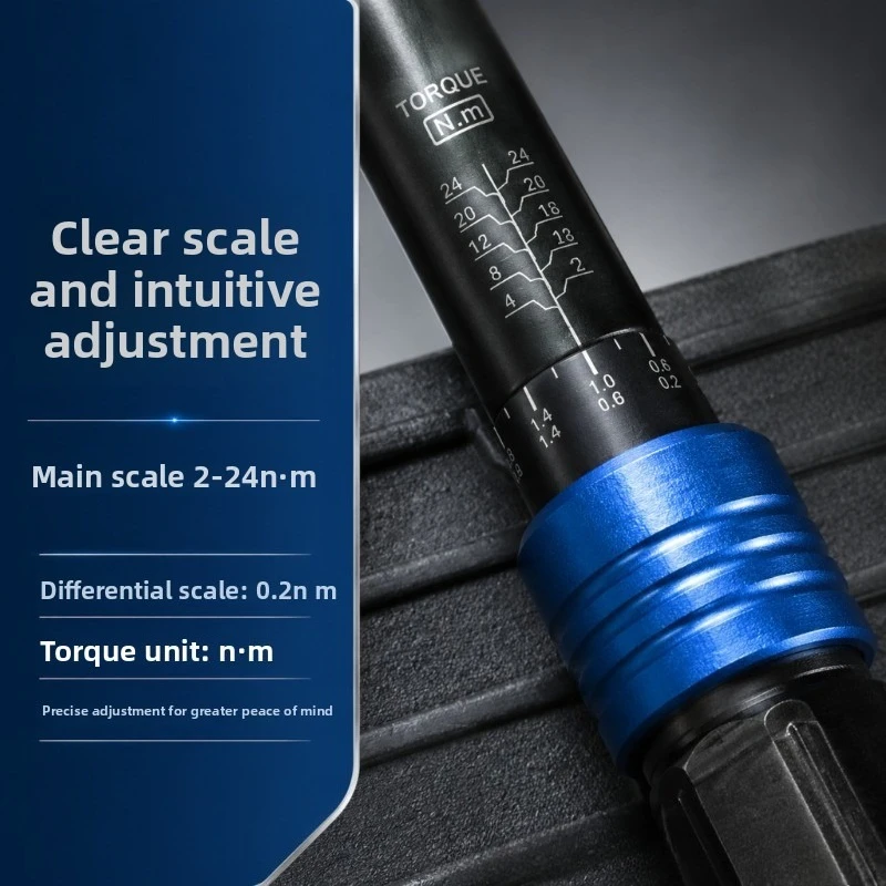 1/4 Inch Drive Click Torque Wrench Adjustable Dual Scale with 14-Piece Socket Set Reversible Ratchet Head for Precision Bike