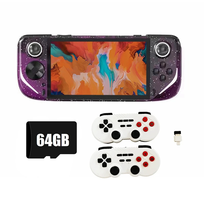 E6 Plus Handheld Game Console+2Xcontroller 64G+15000Games 5 Inch Portable Arcade Video Game Console Support Connect TV