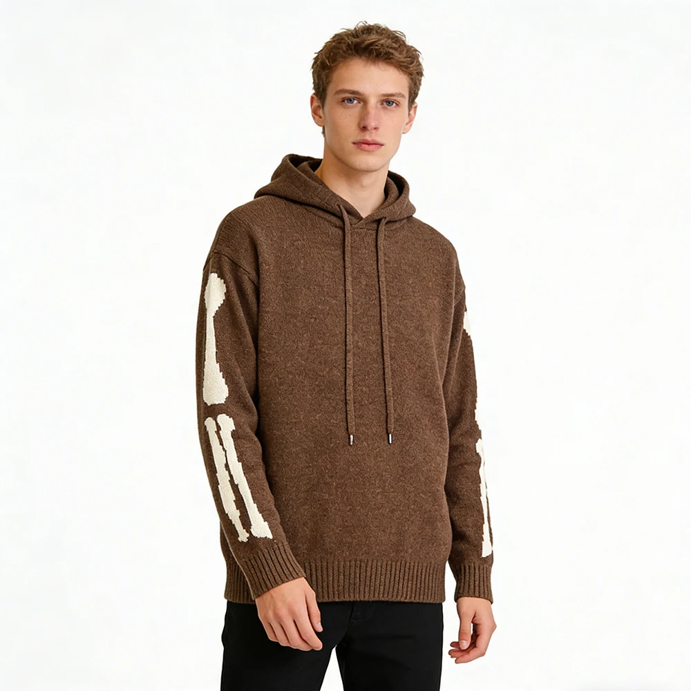 

24AW KAPITAL Japan Hoodies Casual Two-color Bone Embroidered Wool Hooded Knitted Hooded Sweatshirts