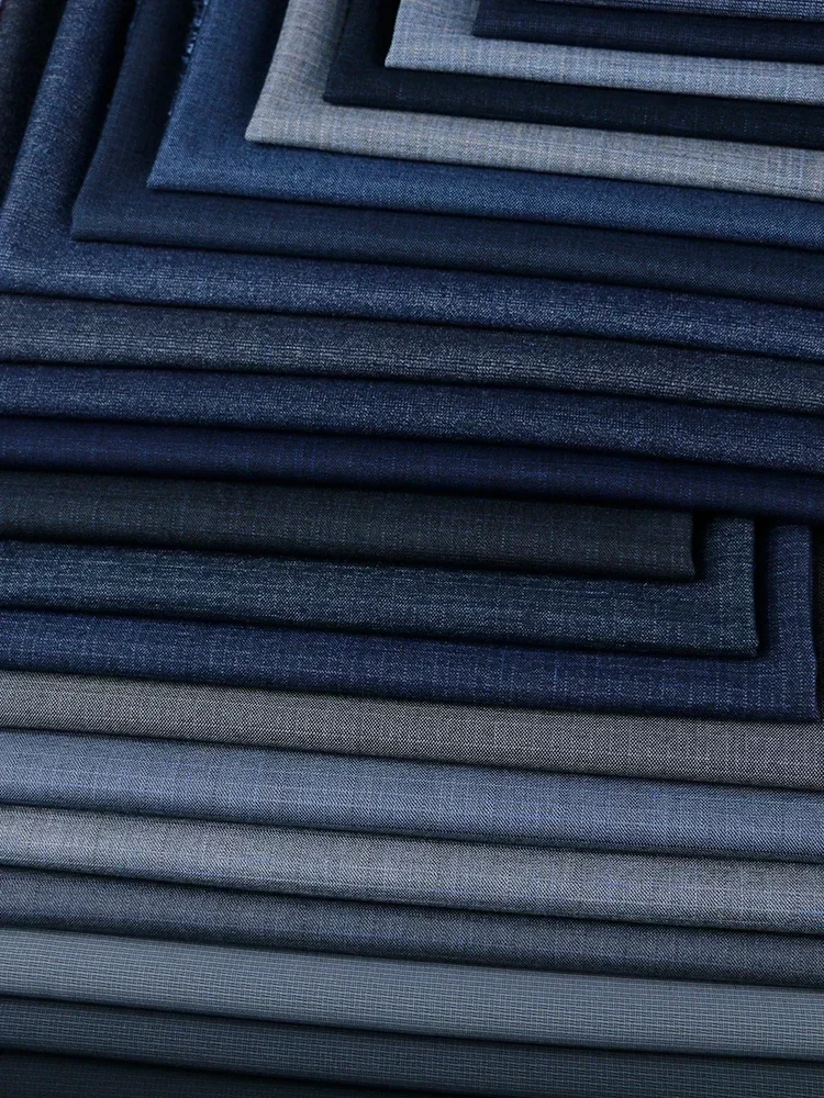 100x150cm Dark Patterned Thin Anti-wrinkle Suit Fabric for Clothes Vest Trousers Sewing Checkered Striped Cloth Black Blue