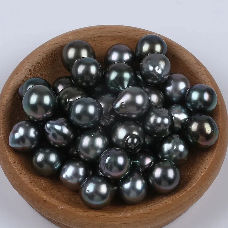 8-10mm High Luster Natural Saltwater Black Tahitian Loose Drop Shape Genuine Baroque Pearls Wholesale