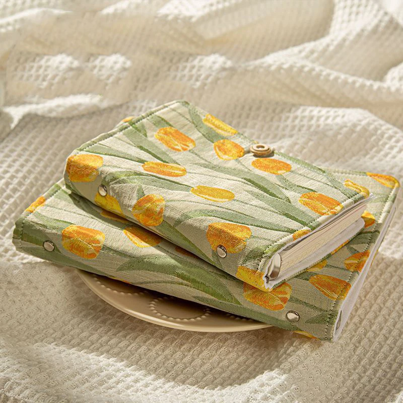 A5 A6 Tulip Fabric Cover Loose Leaf Notebook Flower Cotton Covers DIY Sketchbook Binding Cover Student Supplies Stationery