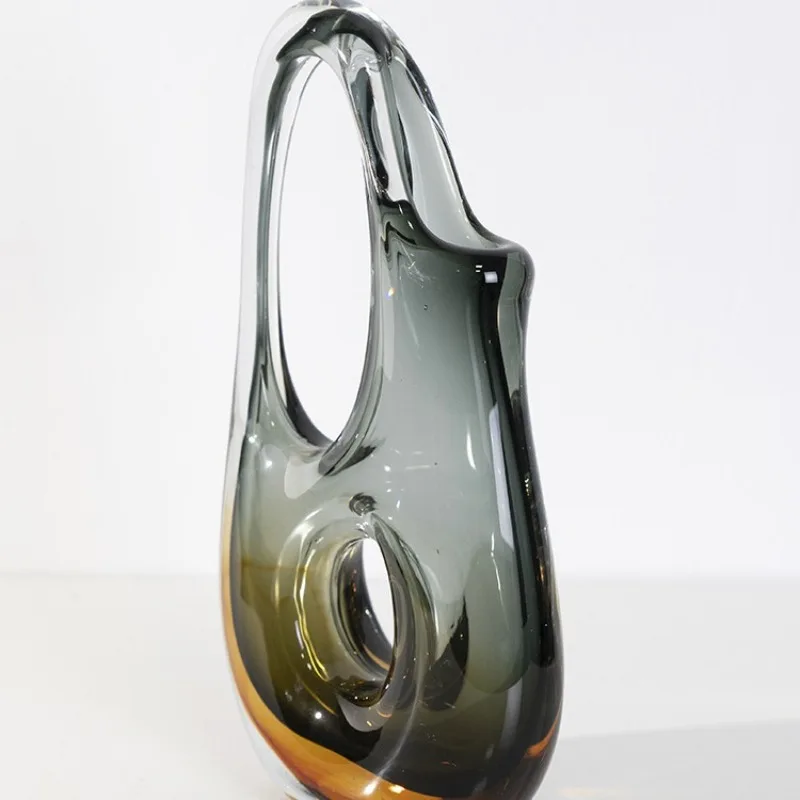 

Light luxury art glazed vase high sense, living room entrance bag vase, decorative flower arrangement ornament crafts