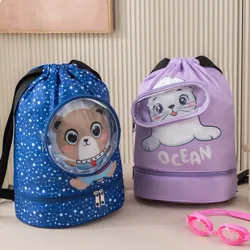 Large Capacity Cartoon Swim Bag Cute Multifunctional Waterproof Swimming Backpack Dry and Wet Separation Wet and Dry Bag Kids