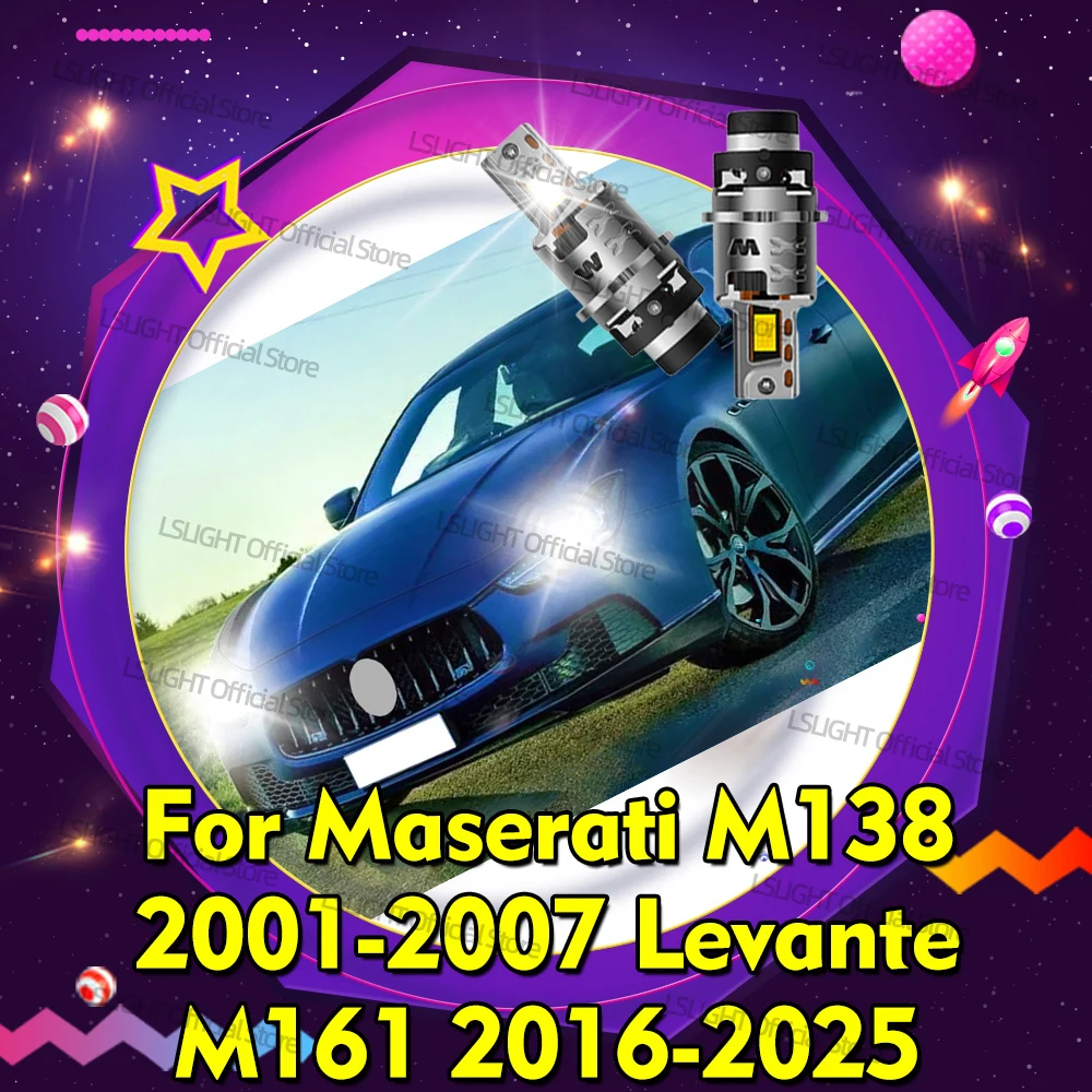 

2x For Maserati M138 2001-2007 Levante M161 2016-2025 LED D2S D2R Headlight Head Lamps 30000LM High Power Bulb 1:1 HID Plug&Play