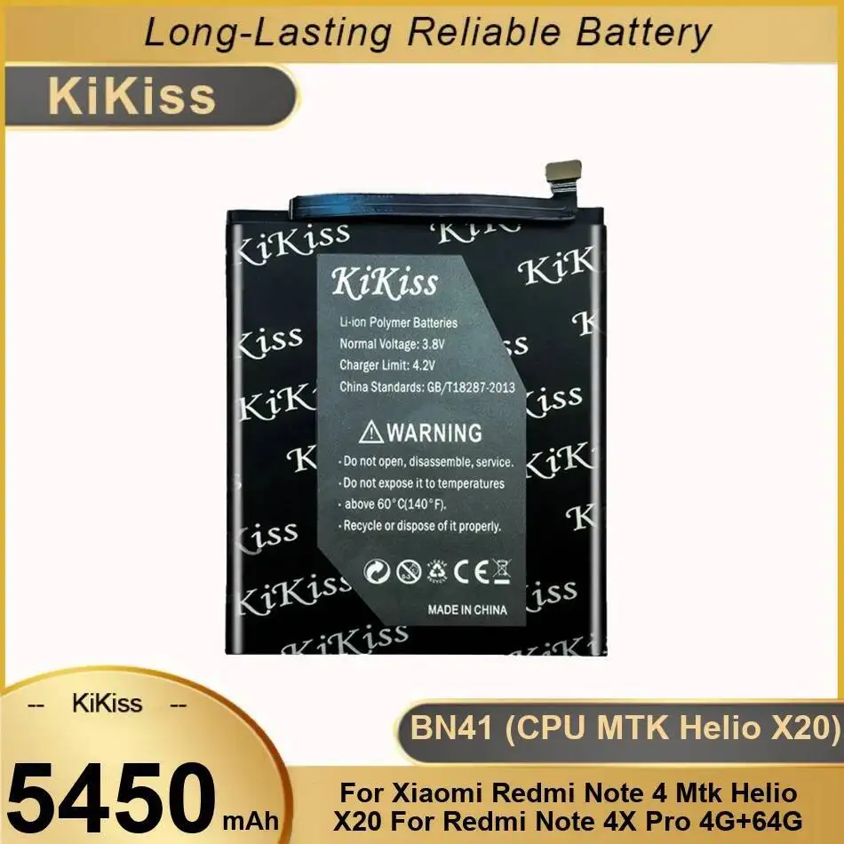 

Высокая производительность для Xiaomi Redmi Note 4 Mtk Helio X20 4X Pro 4G + 64G BN41 процессор 5450 мАч аккумулятор мобильного телефона