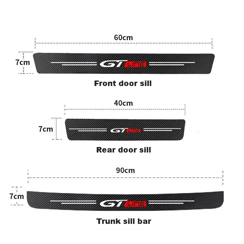 Car Threshold Strip Anti Stepping Leather Protective Sticker For Peugeot GT GTi GT Line 508 5008 3008 208 2008 308 206 307 306