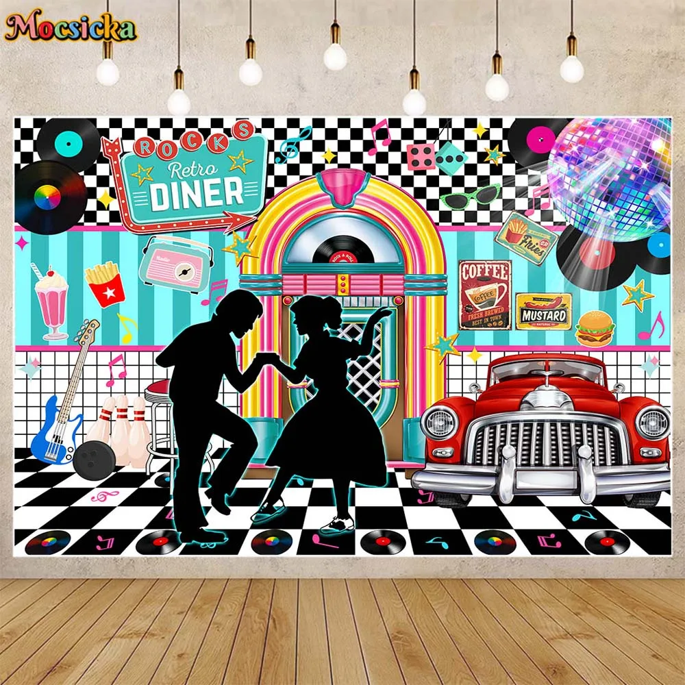 Mocsicka 80's Disco Dance Party Photo Background Retro Bar Music Adult Birthday Backdrop Decoration Photo Studio Photocall Props