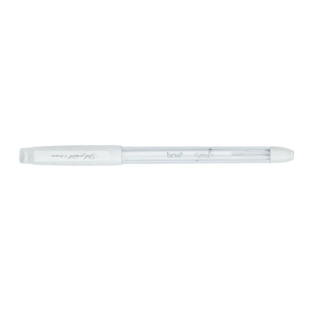 1.0mm BRW White Pastel Gel Ballpoint Pen