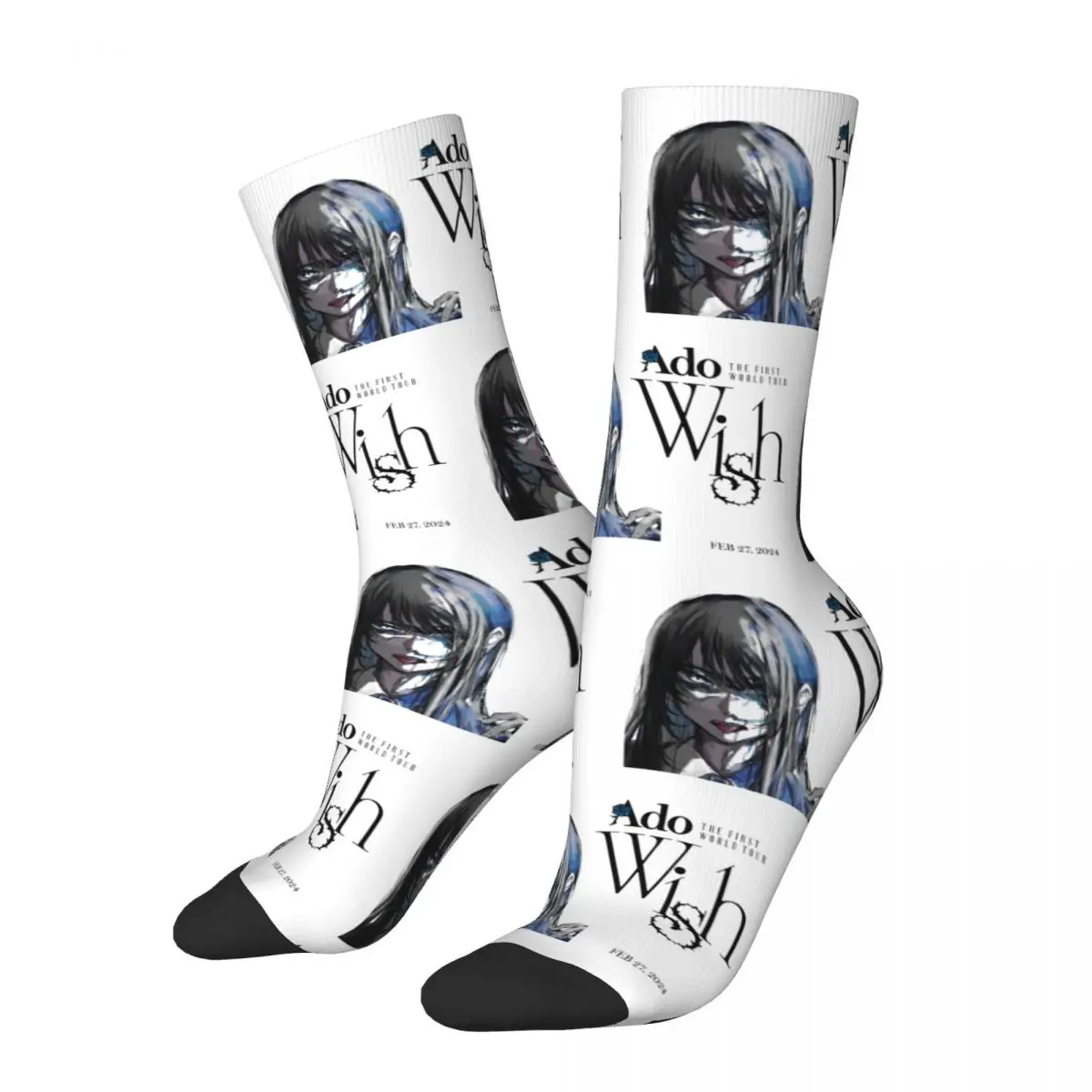 Concert Ado Wish Music World Tour Singer Design Dress Socks Outfits for Men Cozy Dress Socks